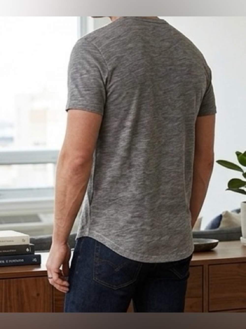 Buck Mason Gray Slub Curved Hem Tee - NWOT